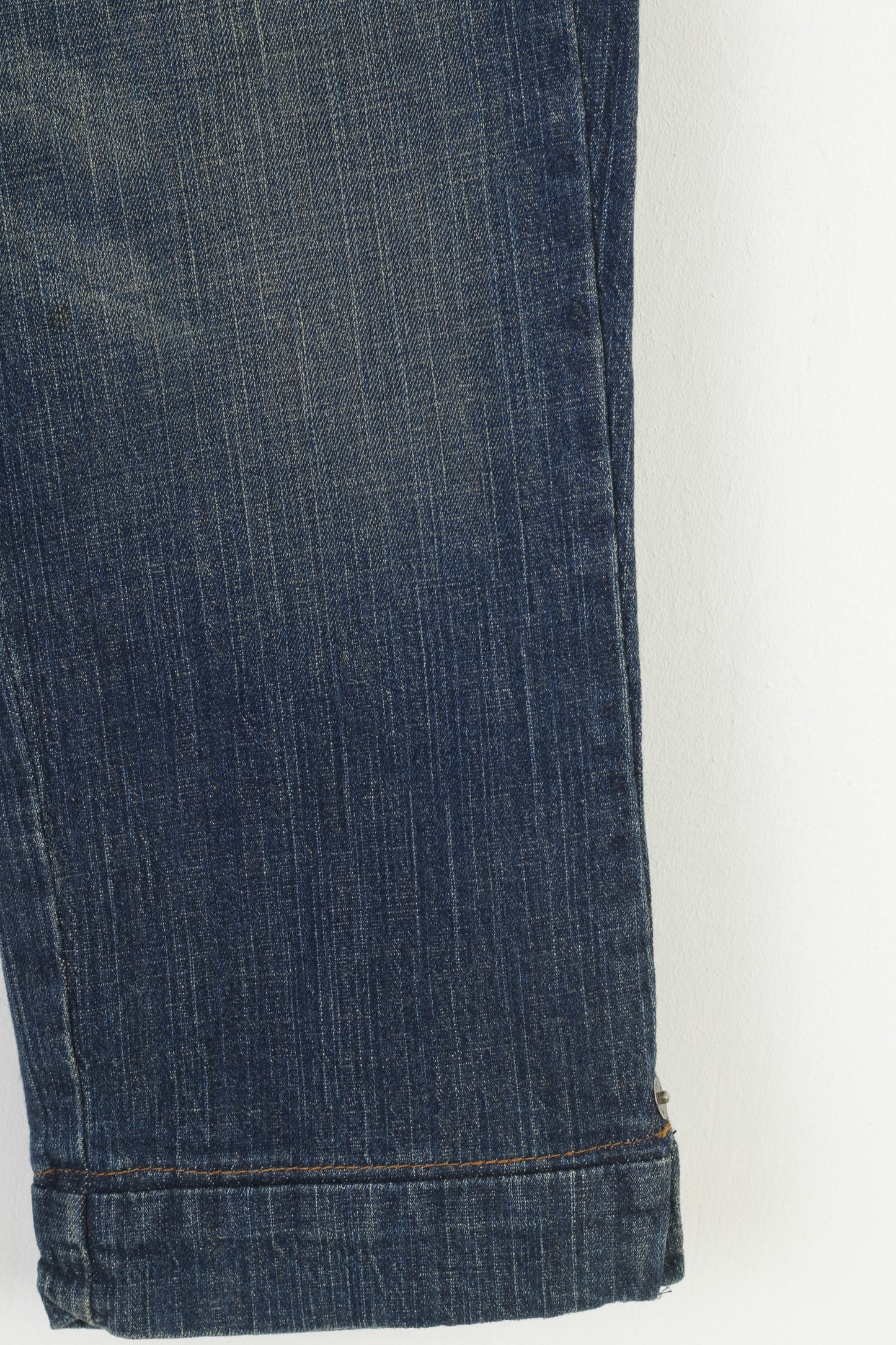 Lee Women 3 M Trousers Capri Navy Jeans Denim Cotton Vintage Pants