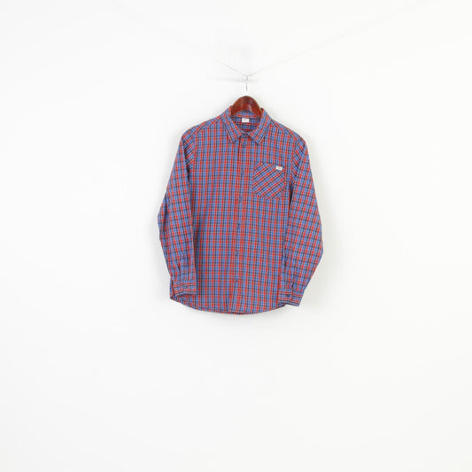 S. Oliver Boys L 164 Casual Shirt Blue Red Cotton Checkered Long Sleeve Classic Top