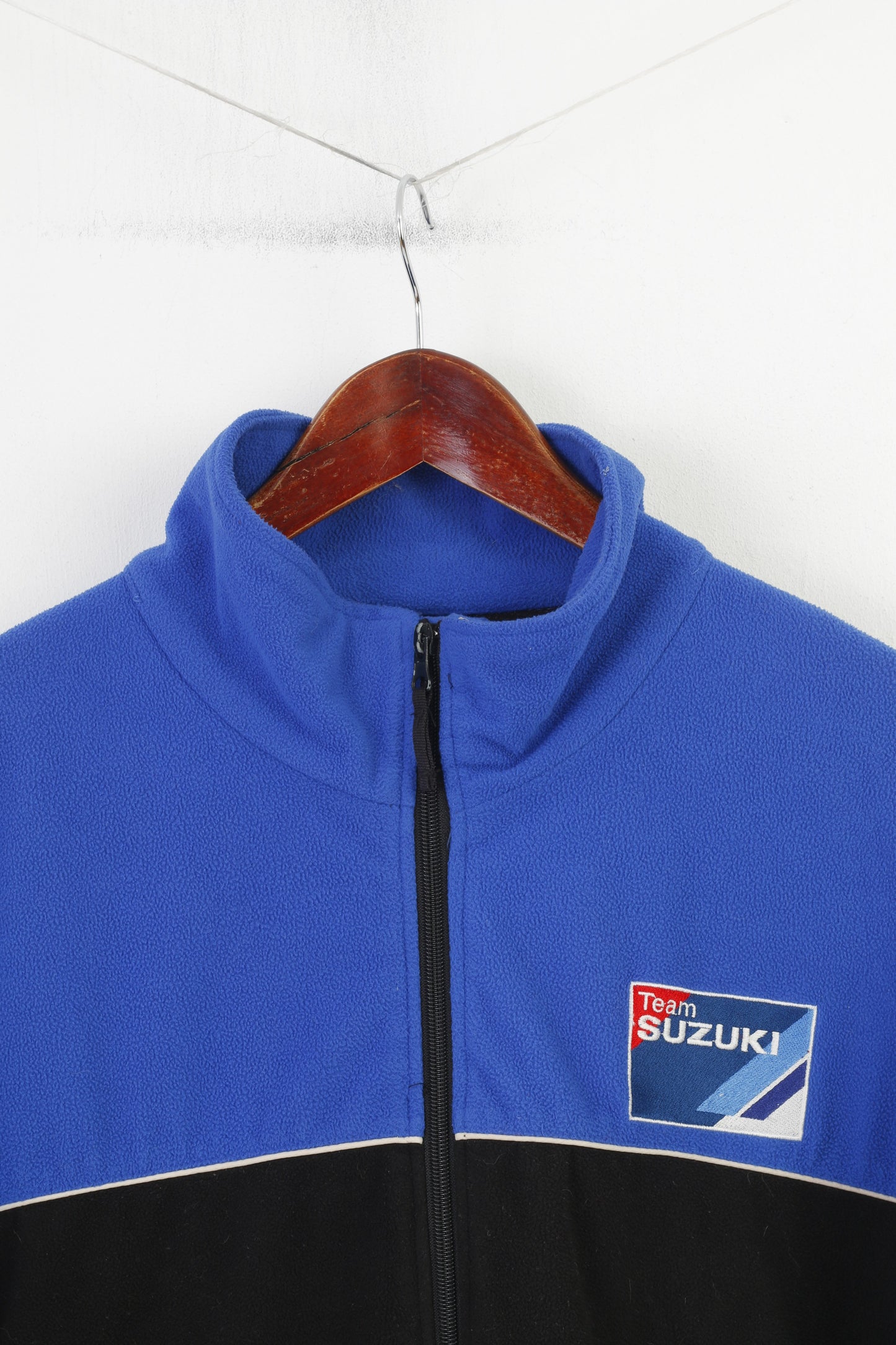 Suzuki Men XL Fleece Jacket Blue Vintage Race Full Zipper Team Cars Automotive Vintage Top