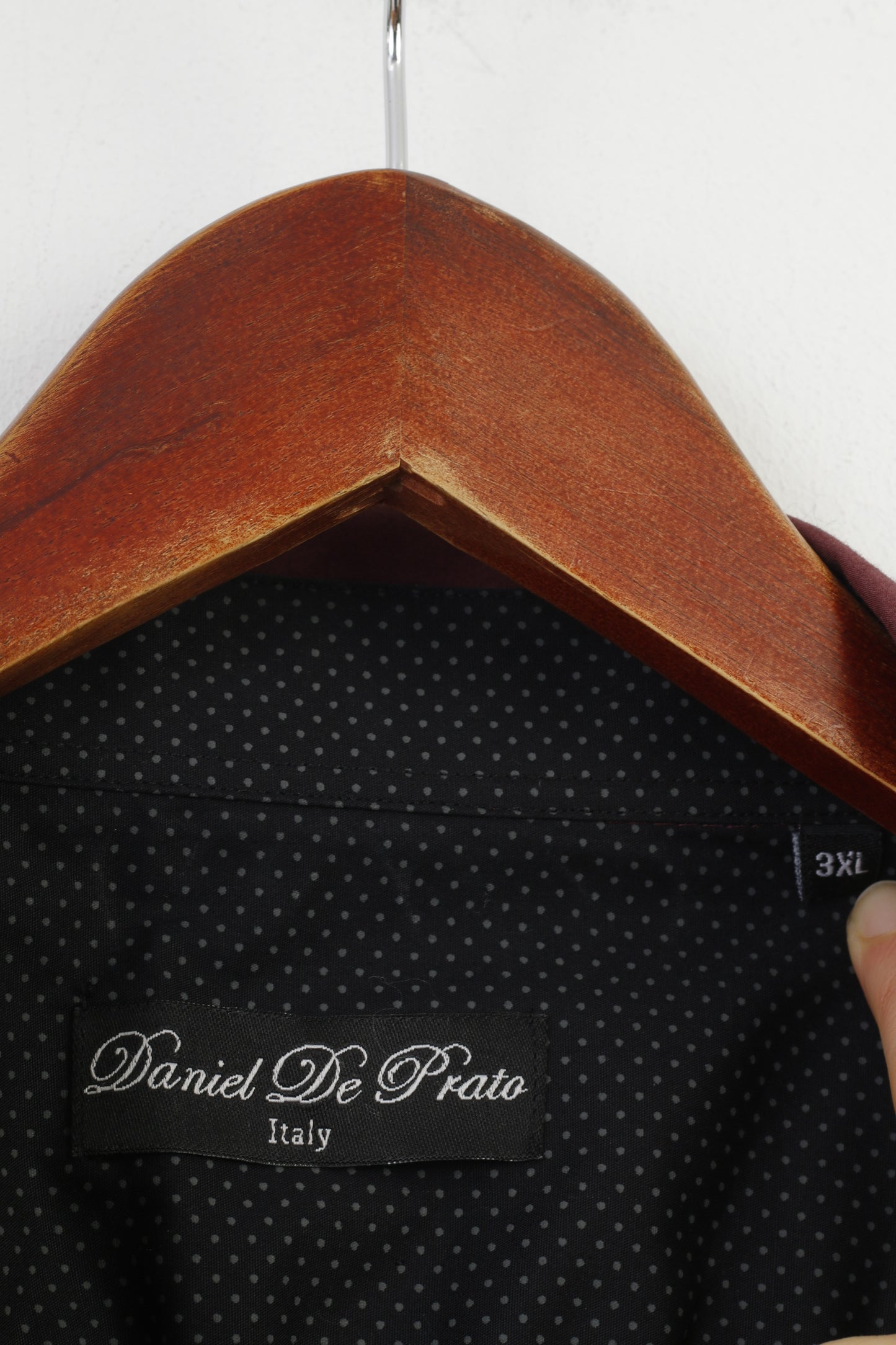 Daniel De Prato Men 3XL Casual Shirt Burgundy Italy Long Sleeve Classic Cotton Collar Bottoms Top