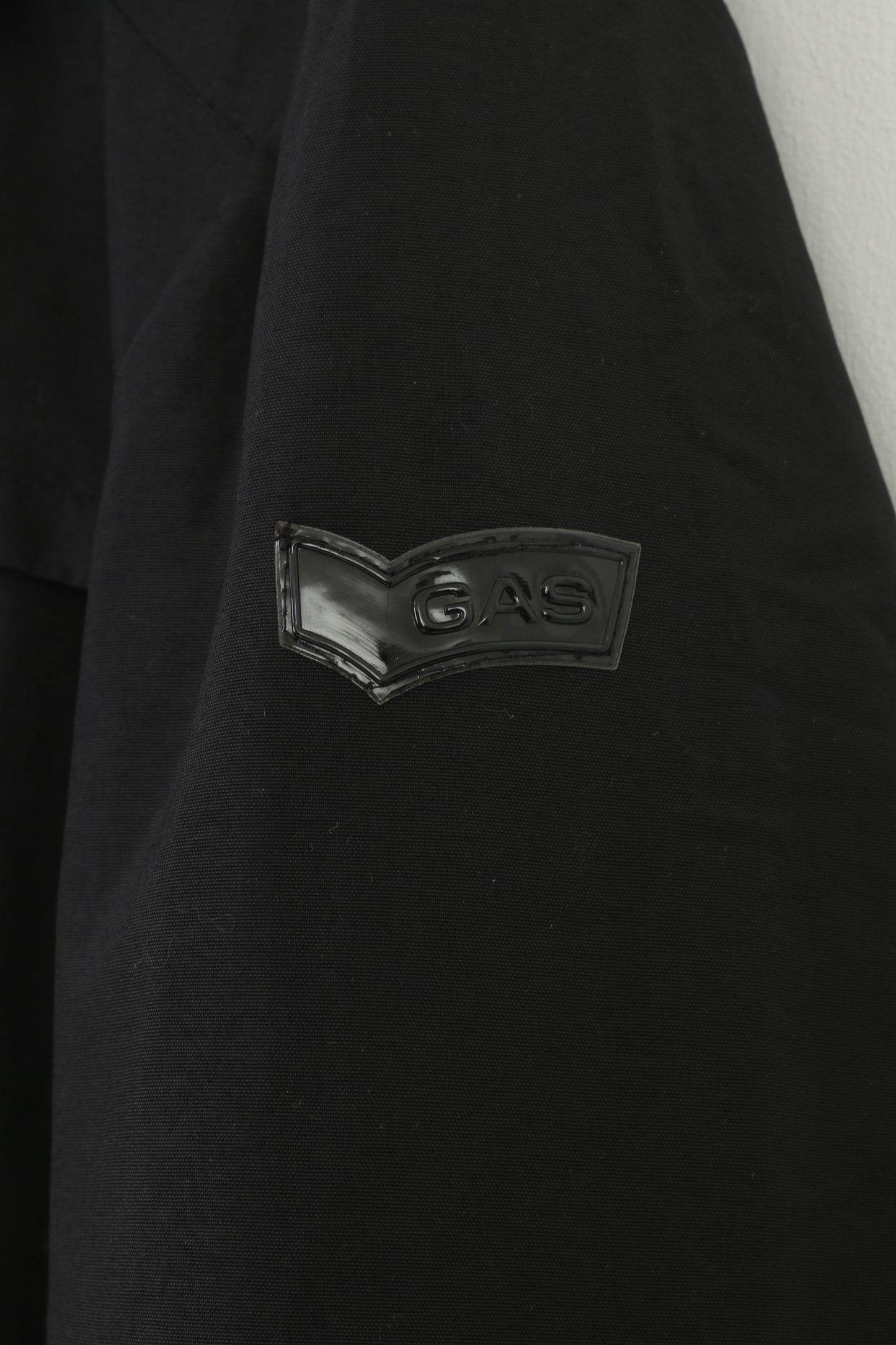 Gas Men XL Coat Black Trench Nylon Waterproof Vintage Belted Single Breasted Top