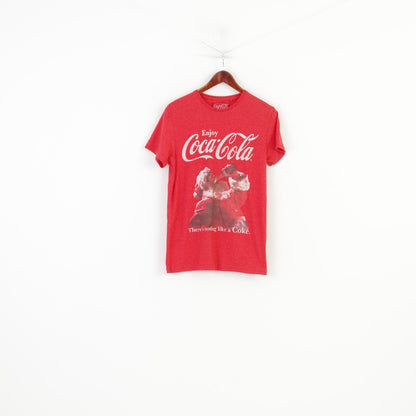 Cedar Wood State Women M  T-Shirt Red Enjoy Coca-cola Christmass Graphic Short Sleeve Cotton Top