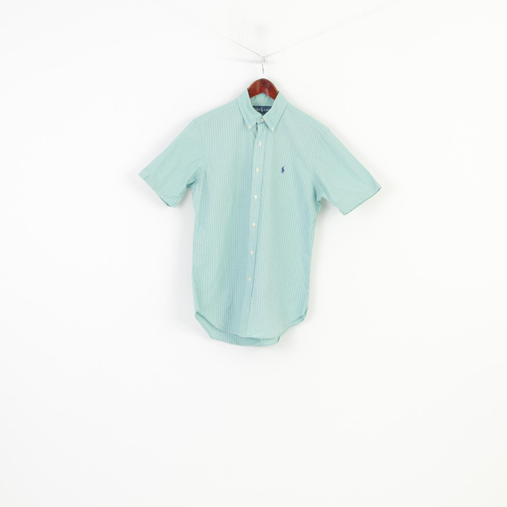 Ralph Lauren Men S Casual Shirt Short Sleeve Checkered Fit Green Top
