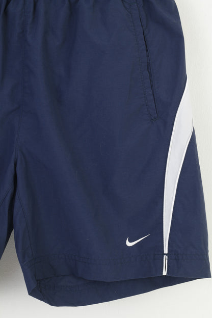 Nike Men M 178 Shorts Navy Pockets Elastic Waist Vintage Sportswear Active Training