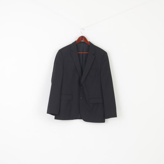 Hugo Boss Men 25 40 Blazer Black 100% Wool Single Breasted Vintage Jacket