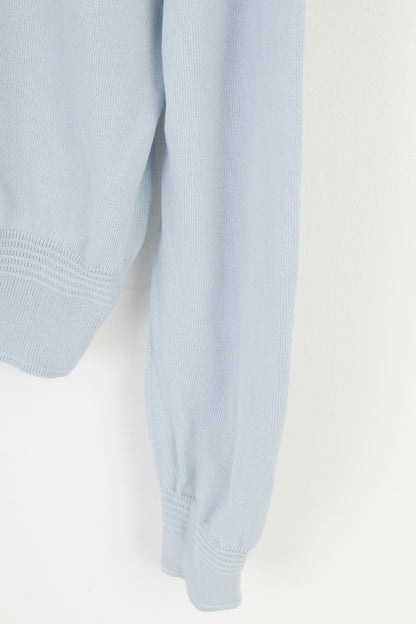 Lyle & Scott Men XXL Jumper Casual Blue Cotton V Neck Light Sweater Heritage Vintage Top