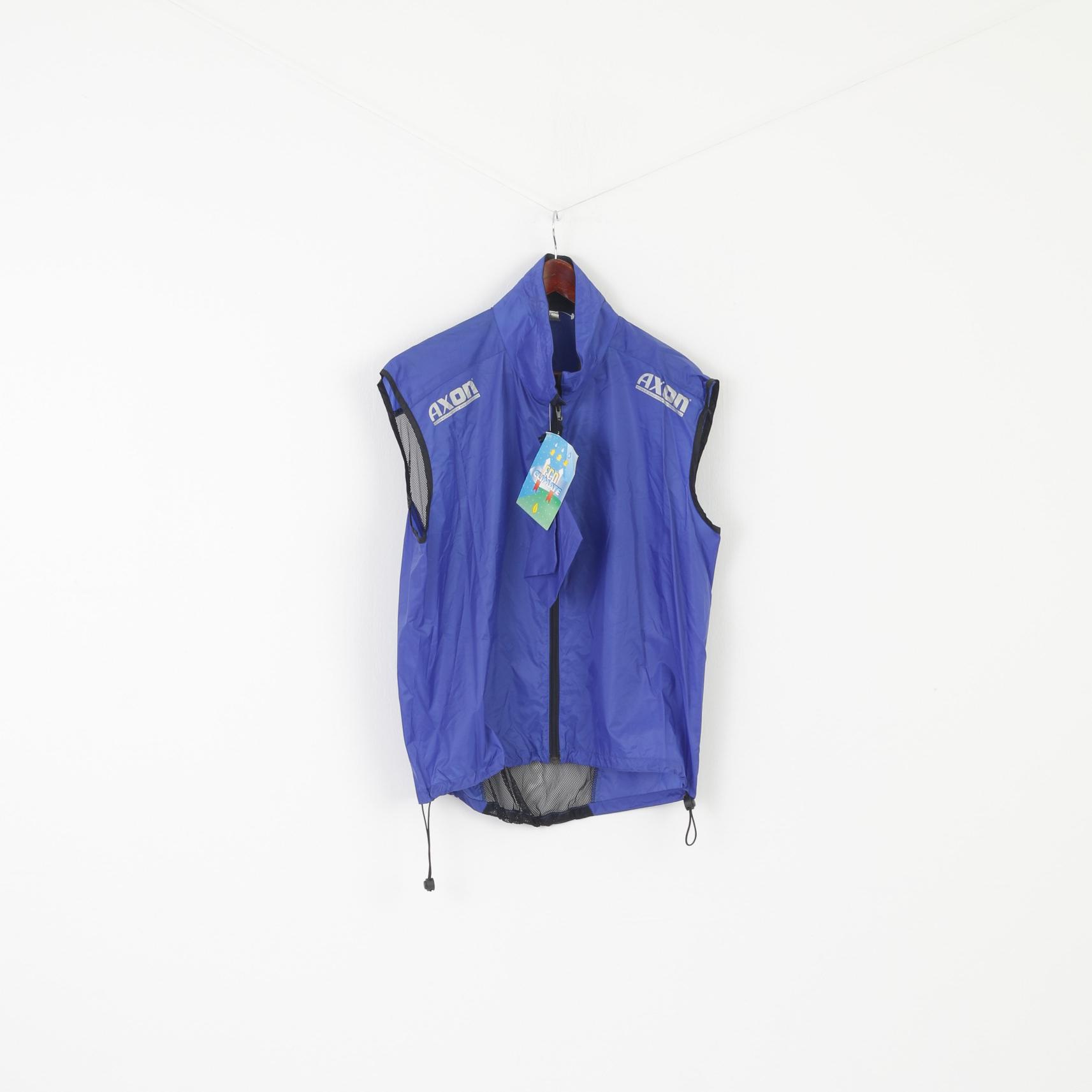 New AXON Men XL Vest Blue Breathable Tefol Hood Cross Country Equipment Reflective