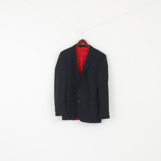 Hugo Boss Men 48 38 Blazer Black Wool Aiko Heise Vintage Single Breasted Jacket