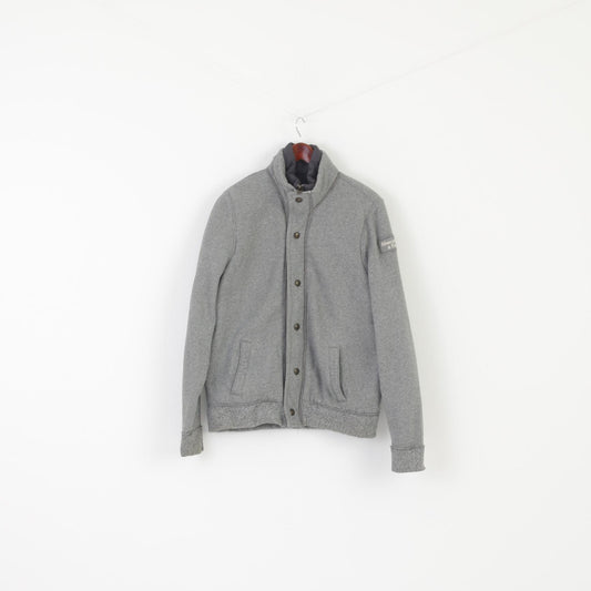 Abercrombie & Fitch Men XL (L) Jacket Gray Cotton Bomber Full Zipper Sportswear Top