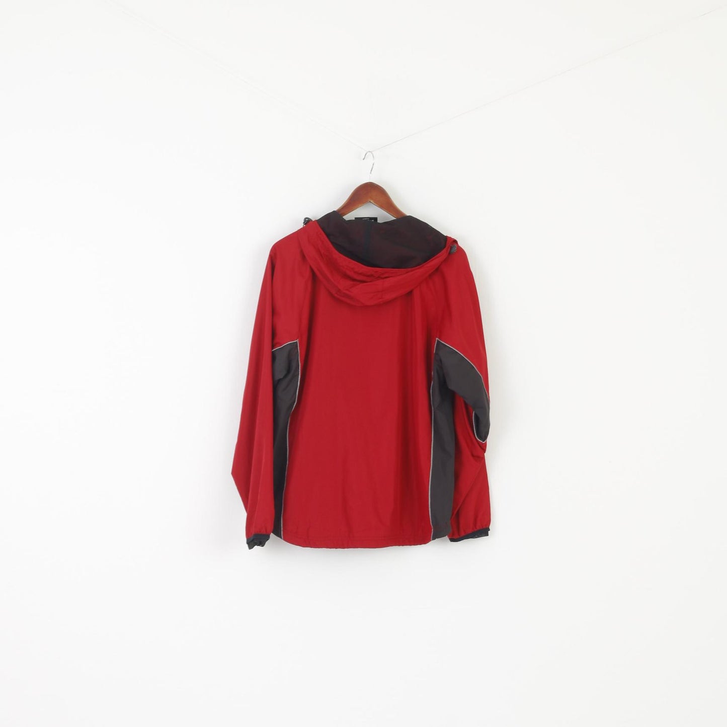 Bagheera Women M Jacket Red Hooded Windcheater Zip Up Reflective Sport Top