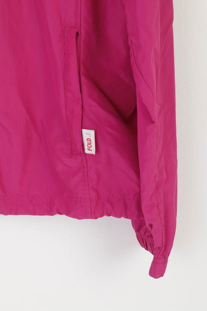 Champion Women L Jacket Pink Vintage Hood Windbreaker Zip Up Lightweight Top