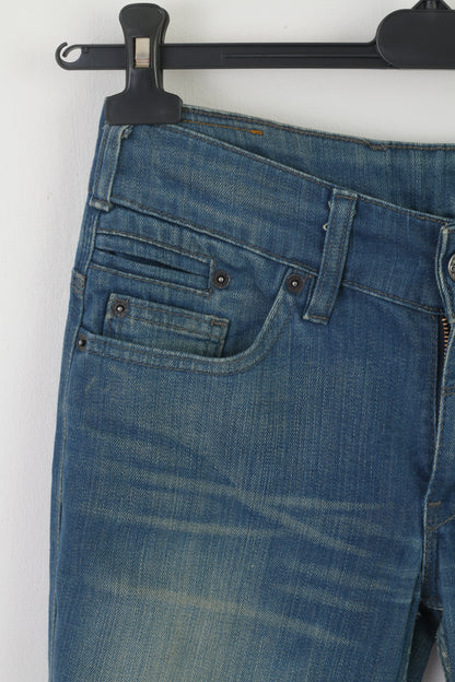 Levi's Women 30 Jeans Trousers Blue Cotton Vintage Long Straight Low Waist Pants
