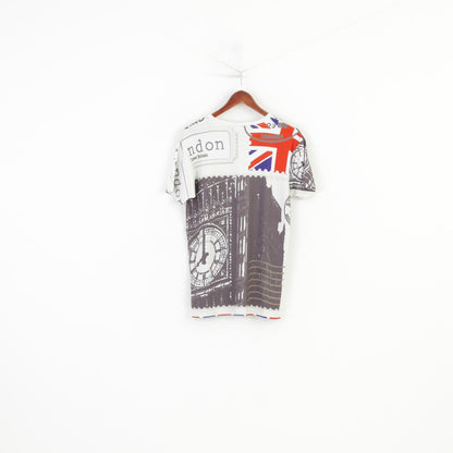Vintage Men XL Shirt Stretch Beige London Stamp Graphic Jersey Fit  England Vintage Top