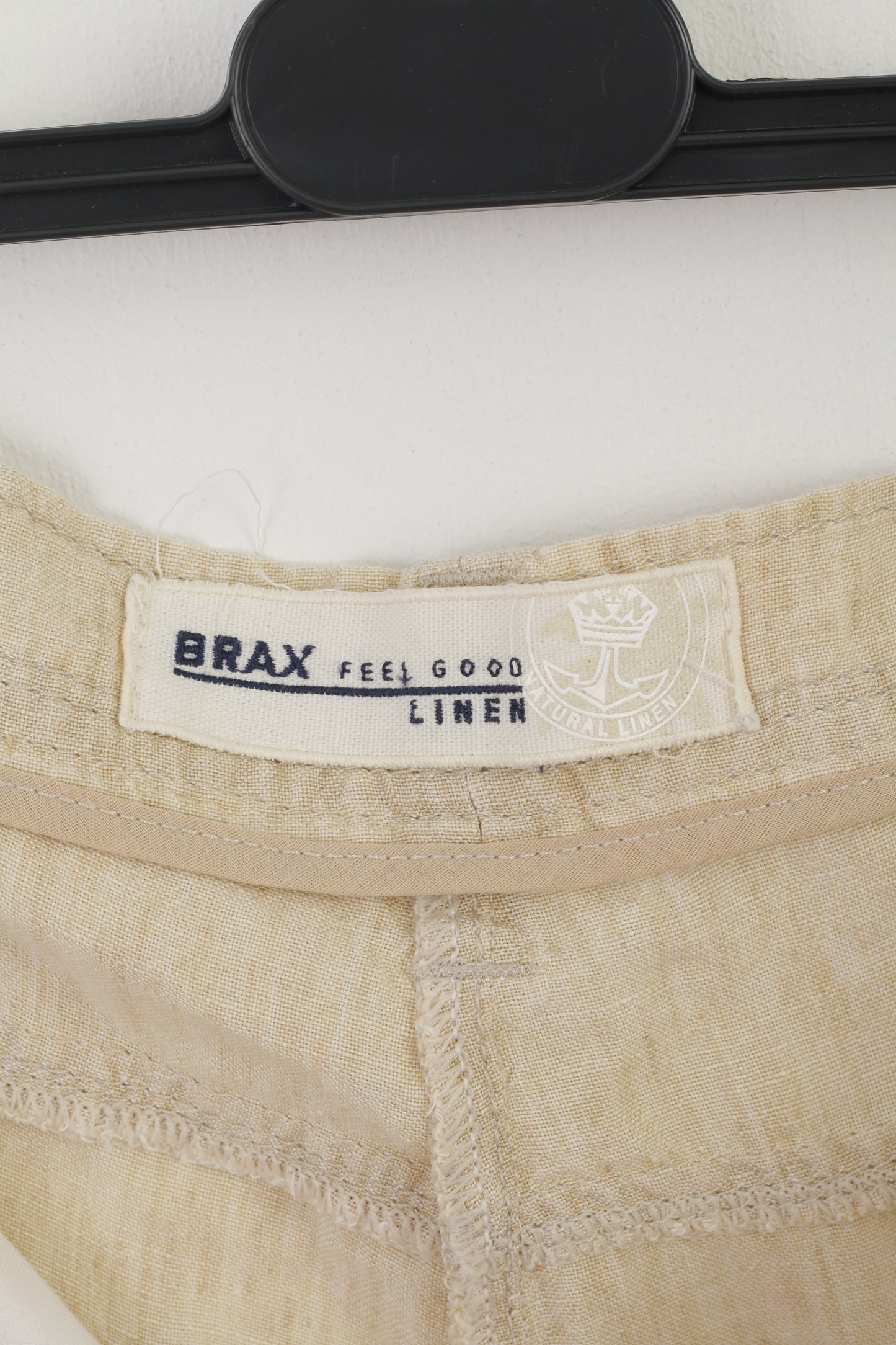 Brax Women 40 XXL Trousers Beige Natural Linen Wide Leg Summer Pants