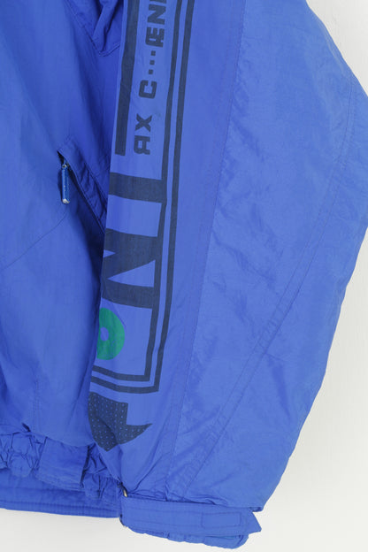 Allsport Men 50 XL Jacket Blue Full Zipper Air Commander Microfibre 2000 Shoulder Pads Padded Vintage 90s Top