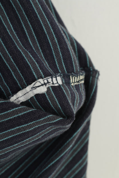 Levi Strauss & Co Men L Polo Shirt Navy Striped Long Sleeve Classic Levi's  vintage Top
