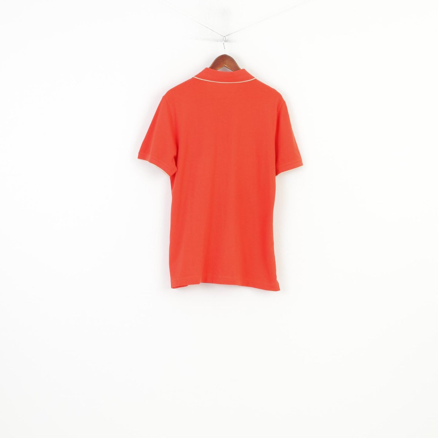 Nero Perla Men L Polo Shirt Orange Detailed Buttons Classic Short Sleeve Vintage Collar Top