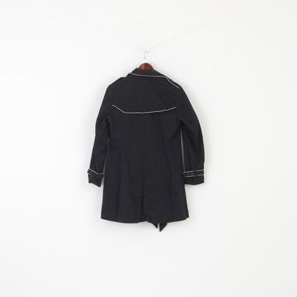 Gap Women S Coat Black Cotton Casual Design dots Vintage Belted Top