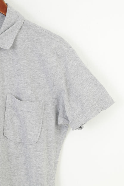 Diesel Men M Polo Shirt Grey Slim Cotton Detailed Buttons Collar Vintage Sportswear Top