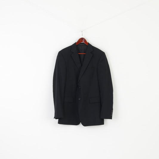 Strellson Men 98 40 Blazer Black Virgin Wool Single Breasted Premium Line Jacket