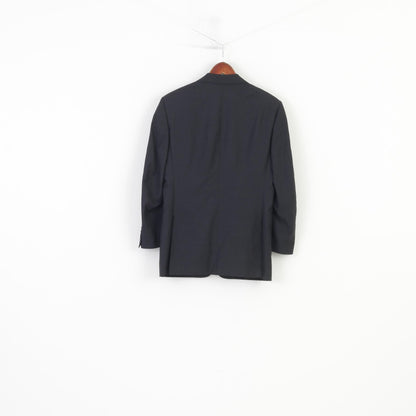 Canali Men 46 Blazer Navy Wool Single Breasted Italy Shoulder Pads Vintage Jacket