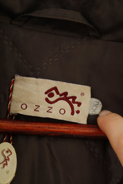 Ozzo Women XXL Coat Jacket Brown Padded Fur Hood Pockets Nylon Vintage Top