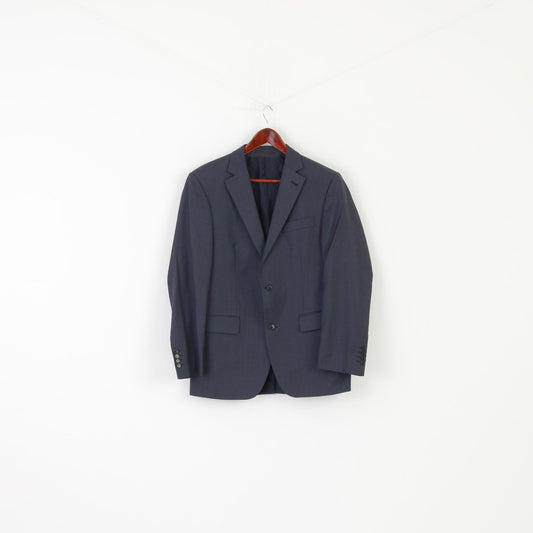 Carl Gross Men 48 38 Blazer Navy Wool Vintage Super 130 Single Breasted Jacket