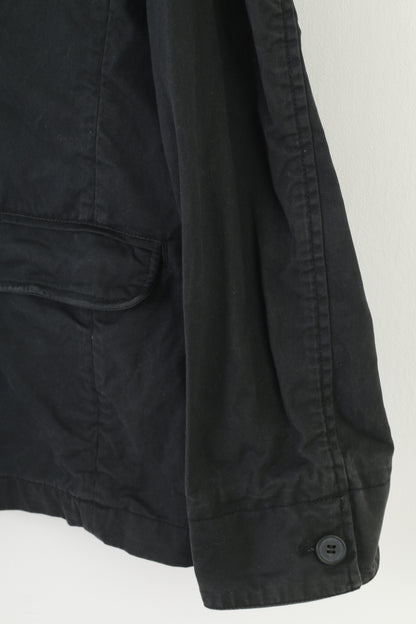 Allsaints Men 42 Blazer Charcoal Collar Bottoms Pockets Cotton Vintage Jacket