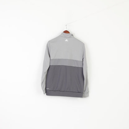 Adidas Youth 15-16 Age Shirt Gray Aeroready Zip Neck Sportswear Primegreen Top