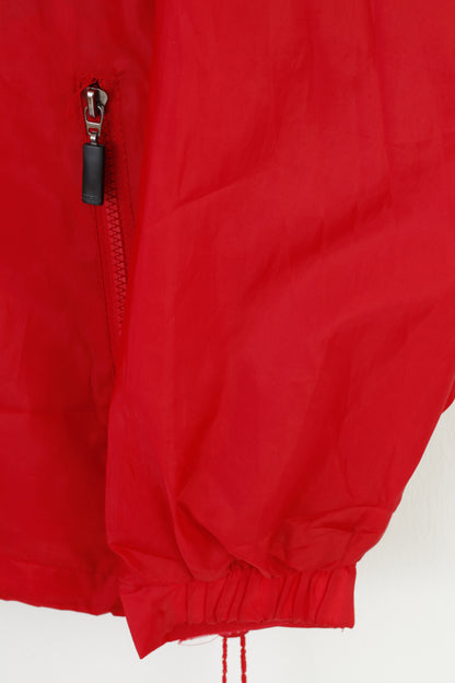 Mountain Pack Men XS Rain Jacket Red Full Zipper Hodded Nylon Lightweight Outdoors Vintage Top