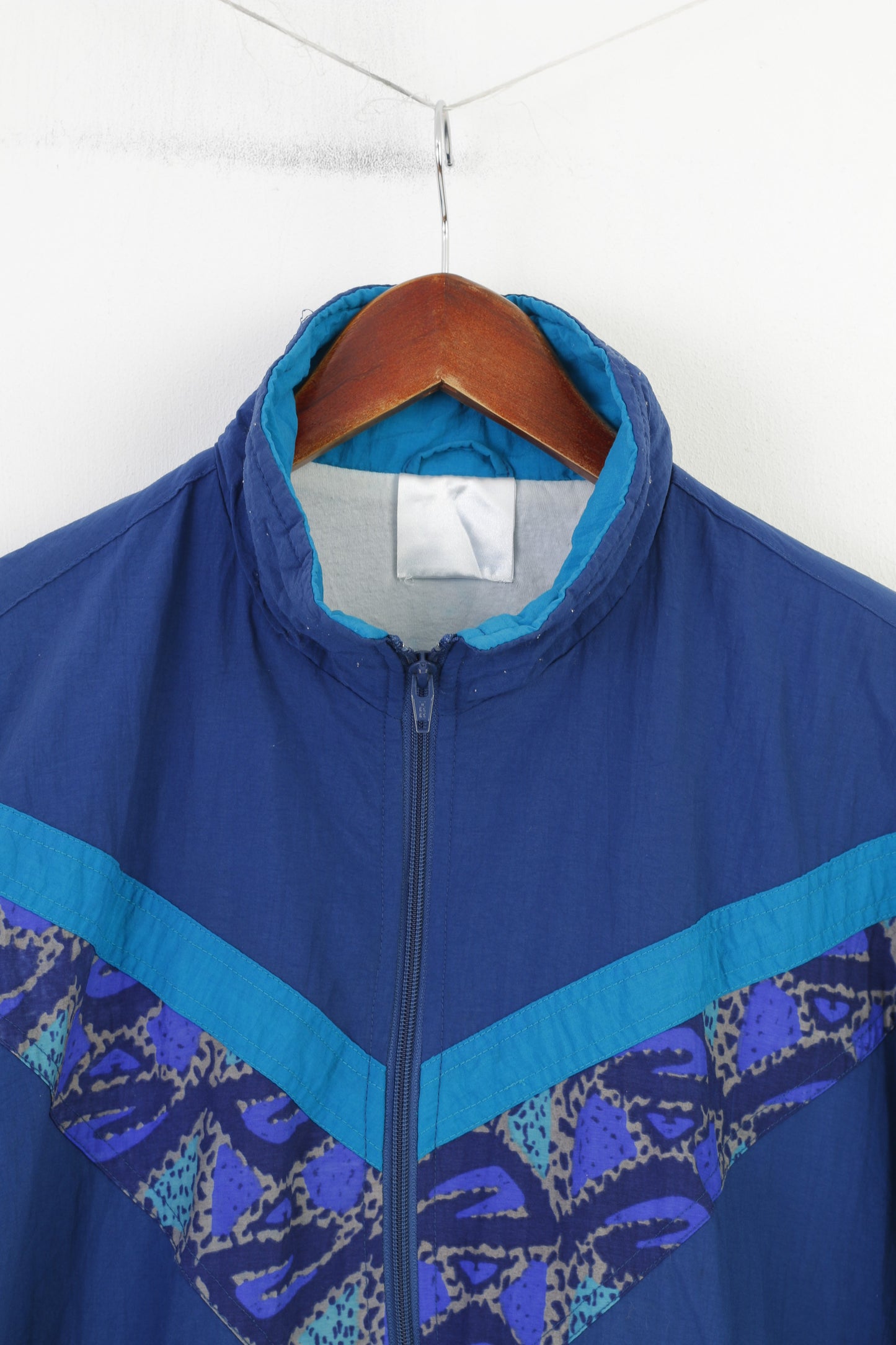Crane Sports Men S Lightweight Jacket Blue Full Zipper Sportswear Nylon Waterproof Vintage 90s Pockets Top