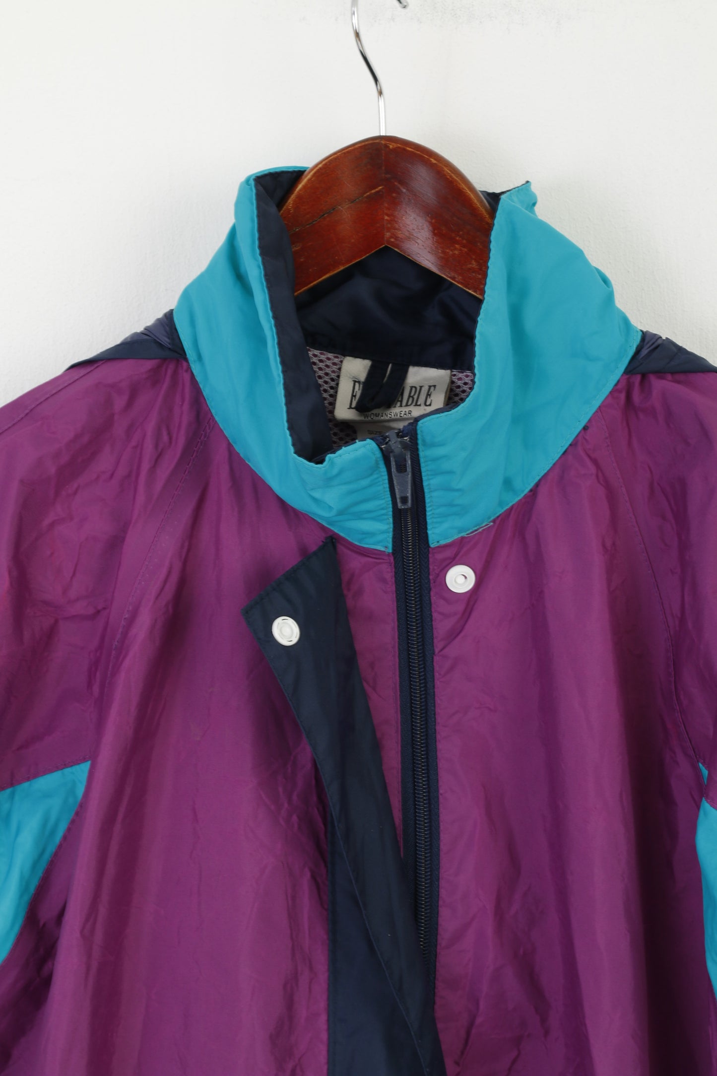 Enjoyable Womanswear Women L Jacket Purple Nylon Waterproof Vintage Hooded Top