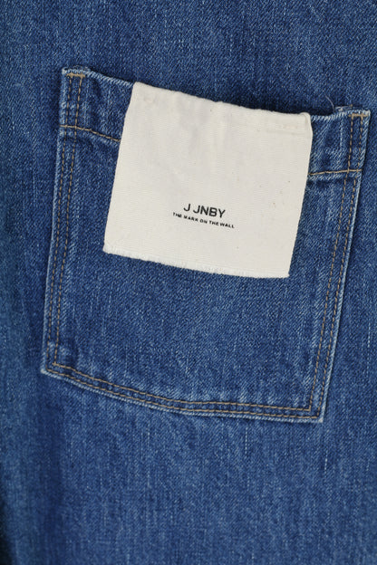 Jnby Women XS Dungarees Blue Denim Cotton Long Sleeve Button Up Overalls