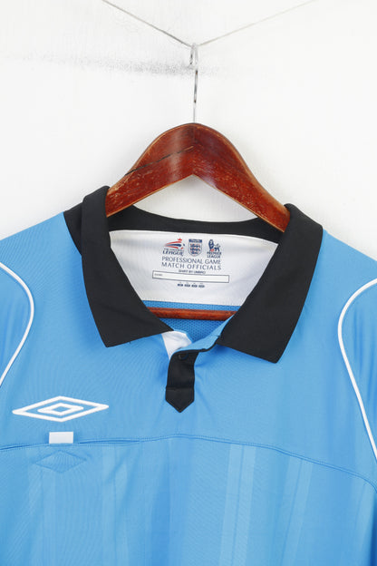 Umbro The Football League Men XL Polo Shirt Blue Premier League Jersey snap Bottoms Sport Vintage Training Sportswear Top
