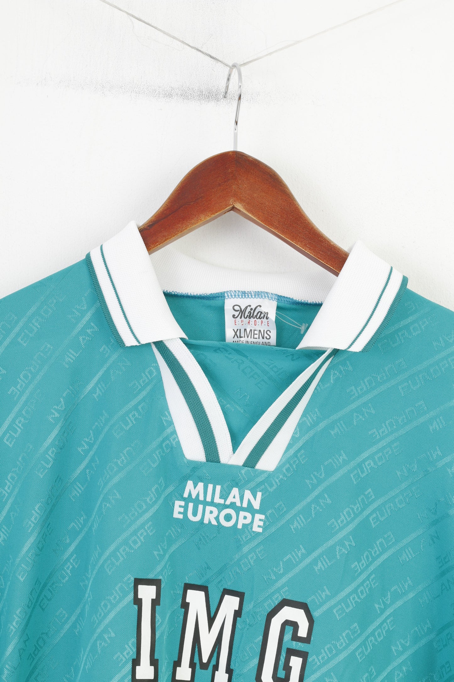 Milan Europe Men XL Shirt Green Sportswear  Img V Neck Collar Training Long Sleeve Vintage #3 Top