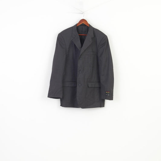 Butler & Webb Men 44R Blazer Grey  Wool Super 120' Single Breasted Vintage Classic Jacket