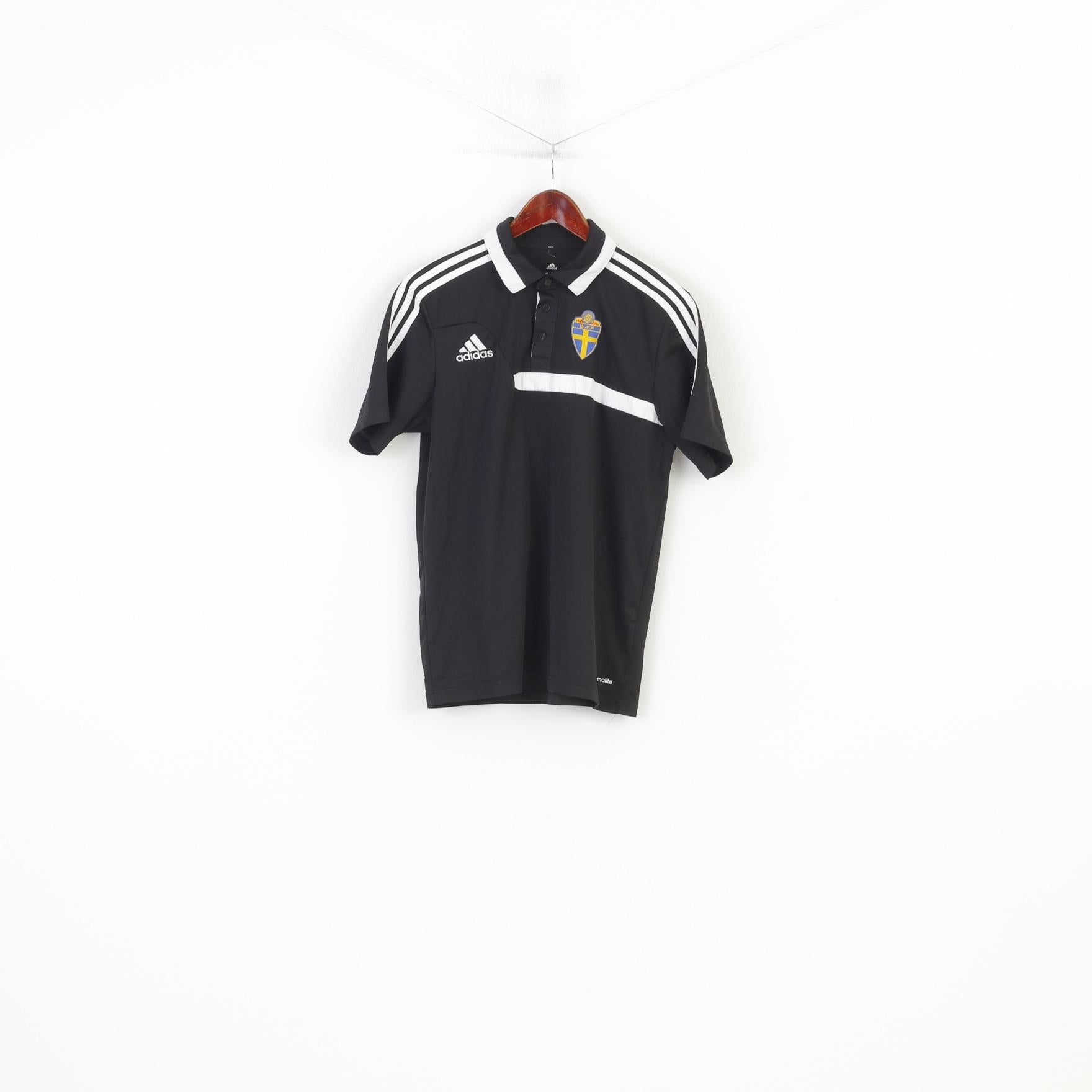 Adidas Men M Polo Shirt Football Club Climalite Black Collar Bottoms