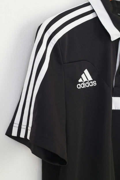 Adidas Men M Polo Shirt Football Club Climalite Black Collar Bottoms 3 Stripes Vintage Training Sportswear Top