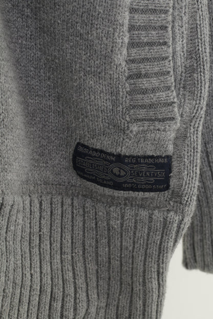 Colorado Denim Men 2XL Jumper Sweater Full Zipper Grey Cotton  Sweatshirt Top