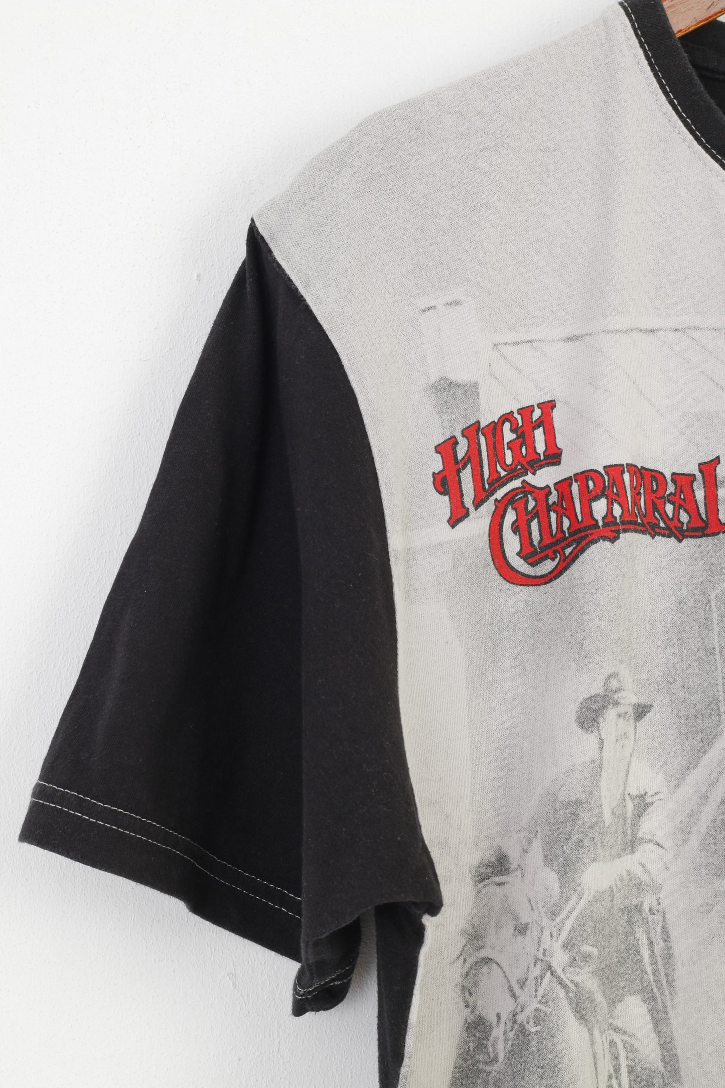 Original Design Men XL T-Shirt Graphic High Chaparral Cotton Ola Nesje Ab  Sweden Crew Neck  Black Top