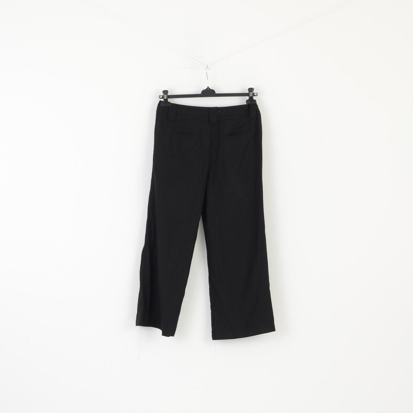 M&Co Women 14 Trousers Black Linen Viscose Blend Summer Wide Leg Coulottes