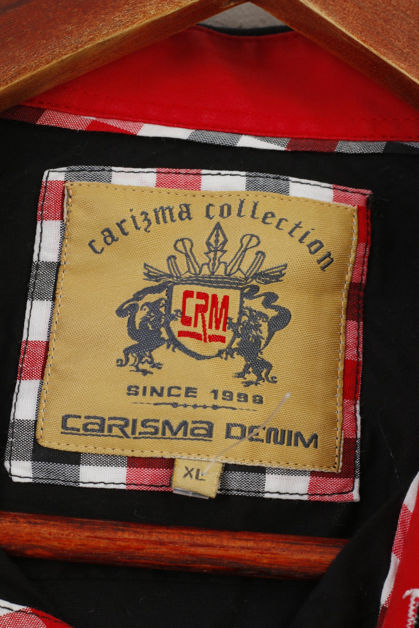 Carisma Denim Men XL Casual Shirt Black Cotton Polo England World Cup Long Sleeve Classic  #2 Top