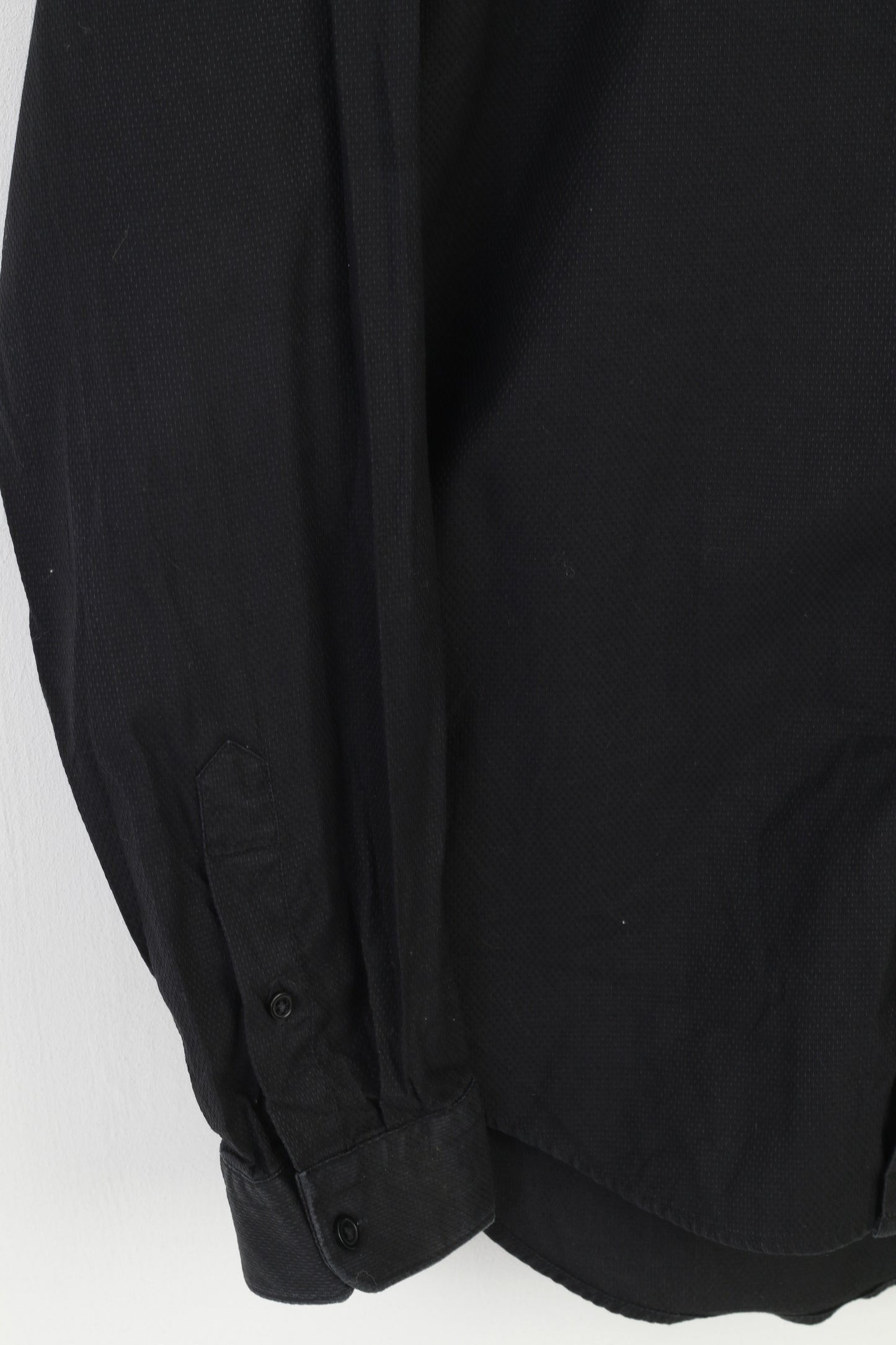 Zara  Men XL Casual Shirt Black Cotton Slim Fit Long Sleeve Top
