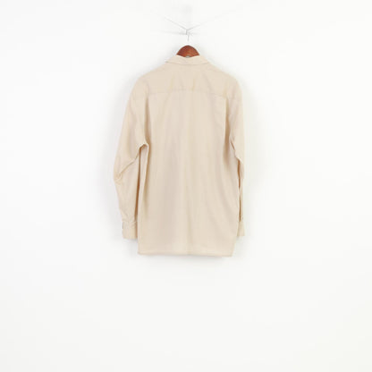 Olymp Luxor Men 16.5 42 XL Casual Shirt Beige Cotton Long Sleeve Vintage Top