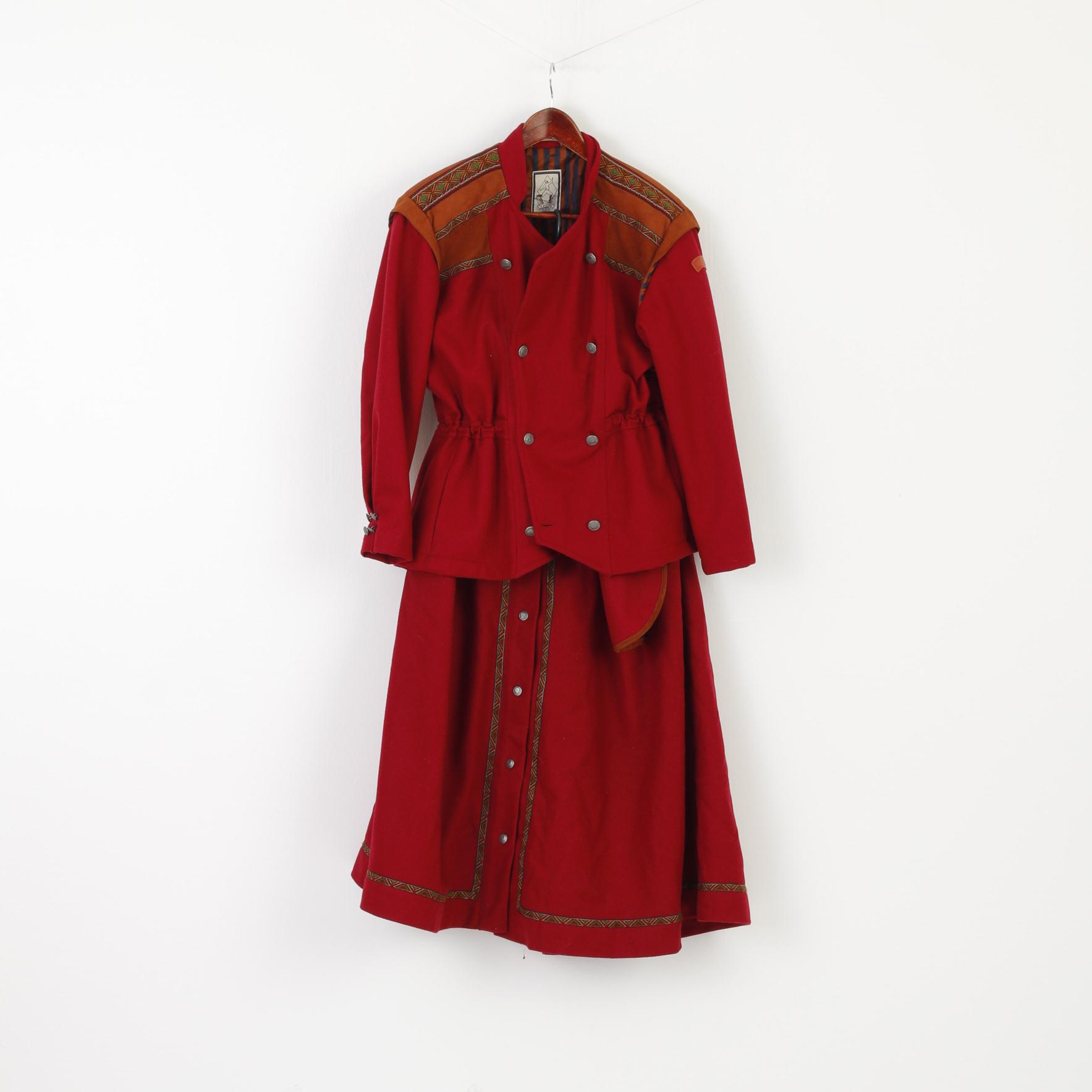 Sondre for Swix Sport Women S Skirt Suit Maroon Norwegian Wool Heavy V