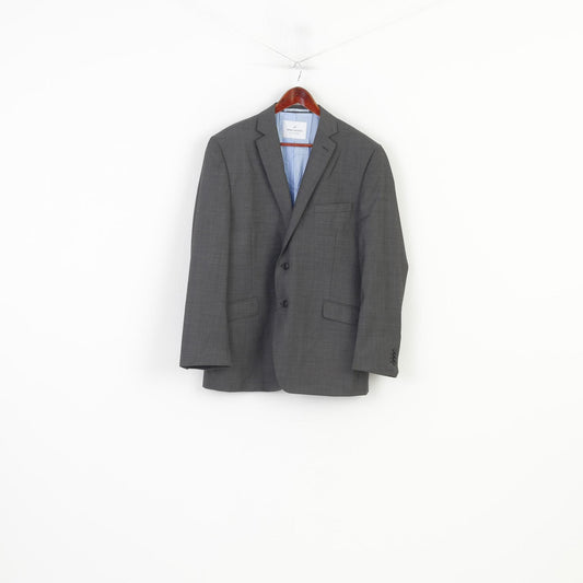 Daniel Hechter Fine Tailoring Men 44  Blazer Grey Wool Blend Single Breasted Vintage Jacket