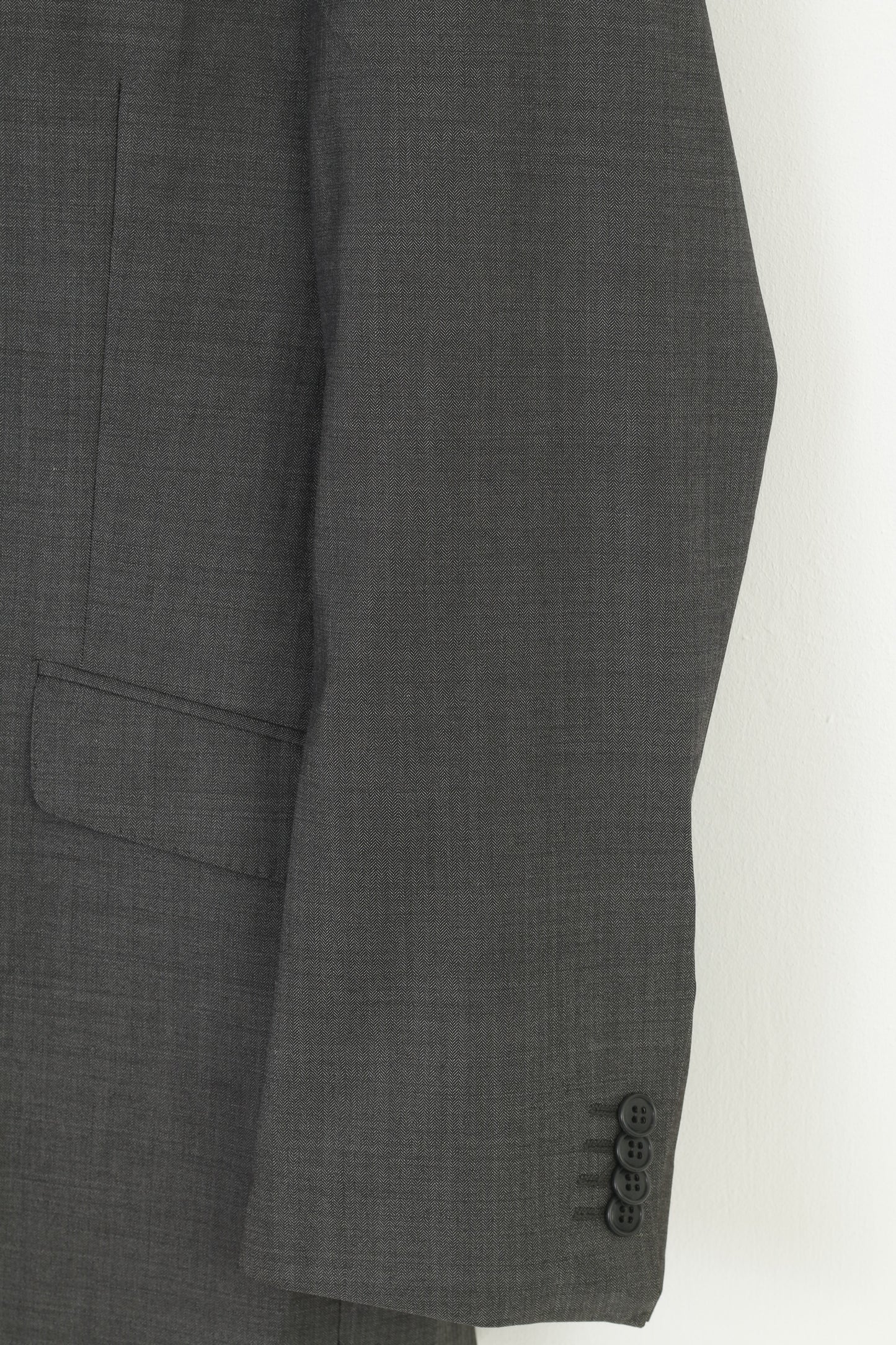 Daniel Hechter Fine Tailoring Men 44  Blazer Grey Wool Blend Single Breasted Vintage Jacket