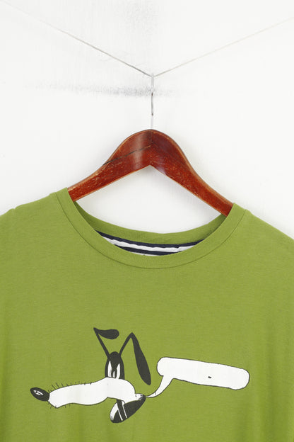 FC Seventy Two Men L T- Shirt Green Vintage Cotton Graphic 72 Classic Crew Neck Top