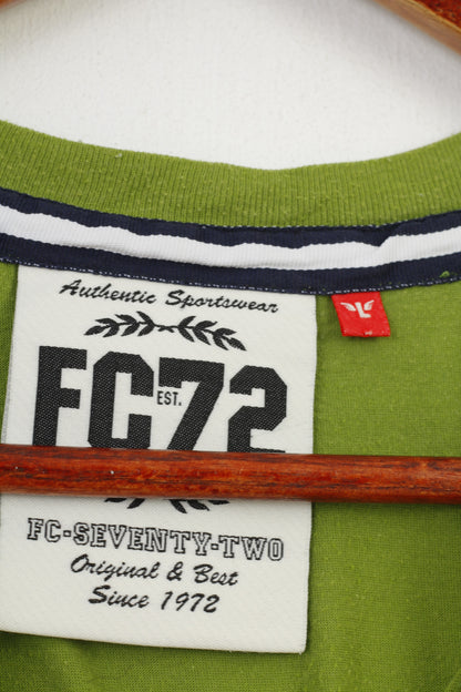 FC Seventy Two Men L T- Shirt Green Vintage Cotton Graphic 72 Classic Crew Neck Top