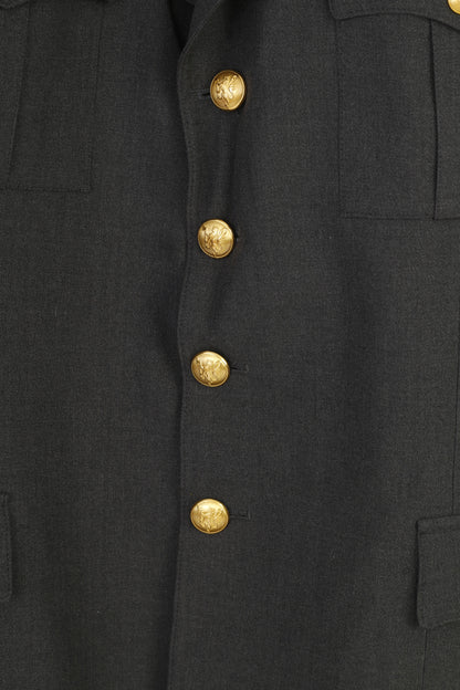 Harvik Men 42 Blazer Grey Gold Buttons Multi Pockets Single Breasted Vintage Top Jacket
